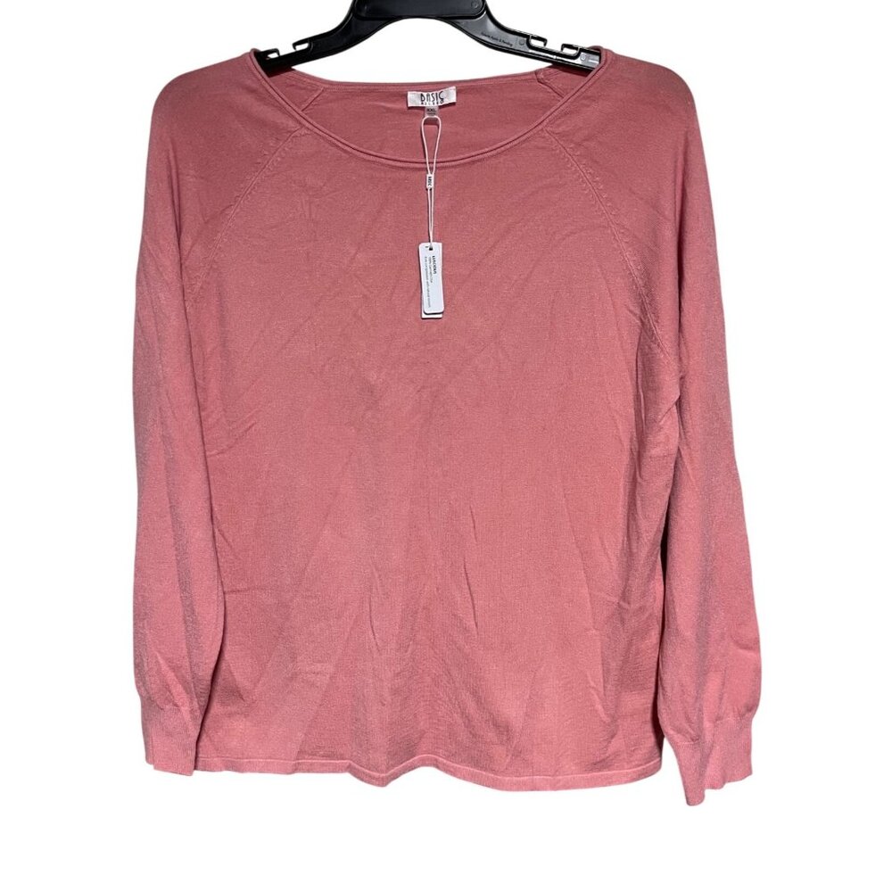 Basic Milano Sweater Womens XXL Lightweight Knit Apple Blossom Pink Rayon Blend